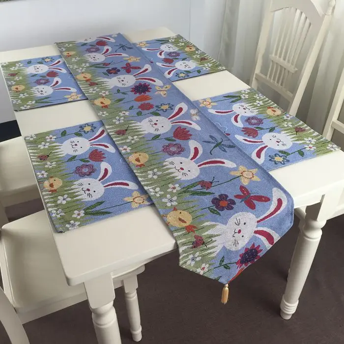

Easter Rabbit Style Table Cloth and Dinner Table Pad Placemat for Easter Decorations