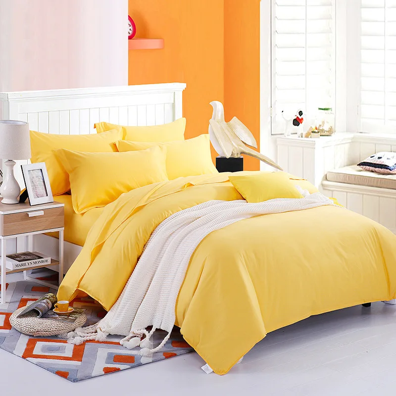 

Yellow Color Duvet Cover Sets For Single Double Bed Kids Adults 6 Sizes 100% Cotton Bedding Sets XF644-3