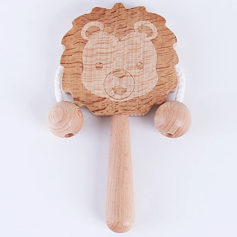 1 шт. милая форма игровой, для тренировок игрушки Деревянные Монтессори погремушка игрушка на коляску можно жевать бук медведь ручной