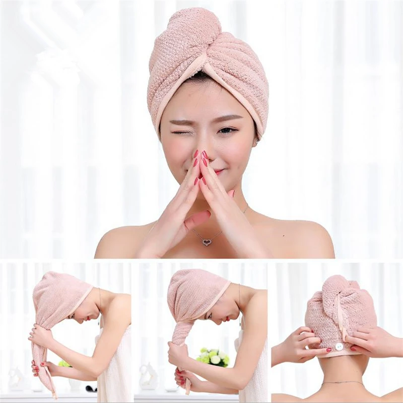 Follome Magic Quick Dry Bath Hair Drying Towel Head Wrap Hat Bathroom ...