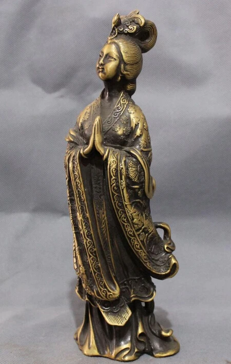 

bi002983 10" Chinese Bronze Palace Queen Phoenix Head Fairy Maiden Belle Xi Shi Statue