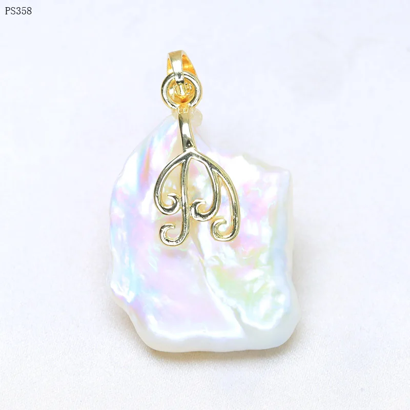 BaroqueOnly Square Shape Irregular Pearl Natural Freshwater White Flat Pearl 10-20mm Necklace Pendants PS Fine Jewelry