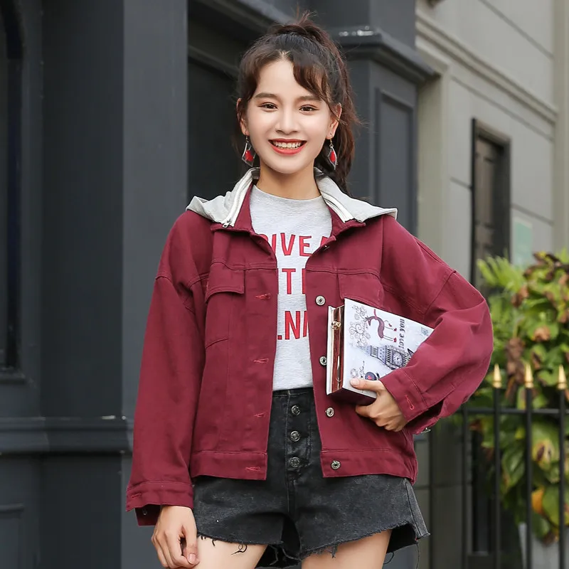 Women Candy Color Denim Jacket Casual Zip Up Casaco Solid