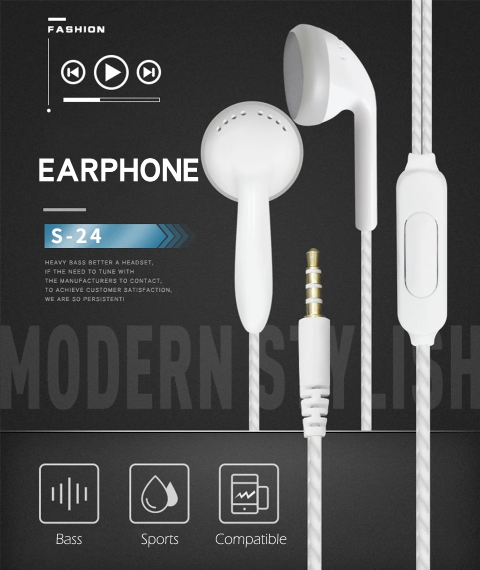 3.5mm In-Ear Stereo Earbuds Earphone For Cell Phone 1.2m Wired With Microphone Line Type For Universal Smart Mobile Phone (1)