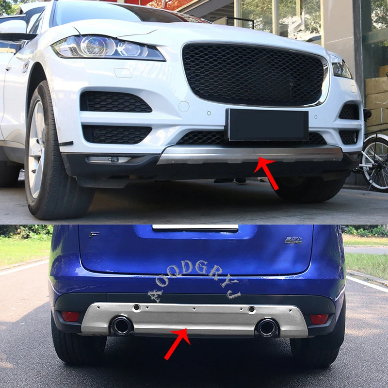 

2pcs Car styling For Jaguar F-PACE 2.0t General version 2016-2019 Front&Rear stainless bumper skid protector guard plate