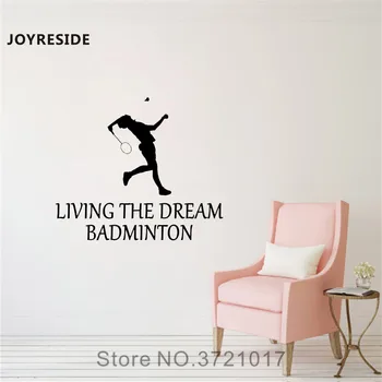 

JOYRESIDE Badminton Wall Living The Dream Decal Vinyl Sticker Home Bedroom College Dorm Living Room Interior Art Decoration A066