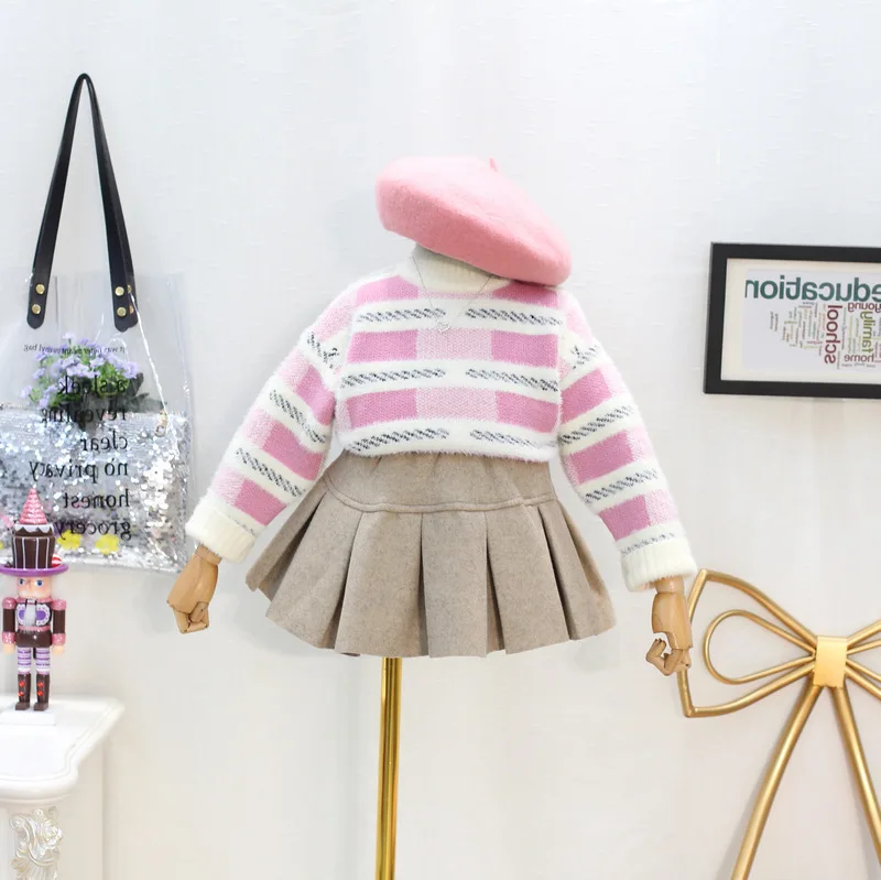 Mihkalev/однотонные теплые флисовые юбки для девочек; коллекция года; зимняя кашемировая юбка-пачка для маленьких девочек; детская утепленная плиссированная юбка