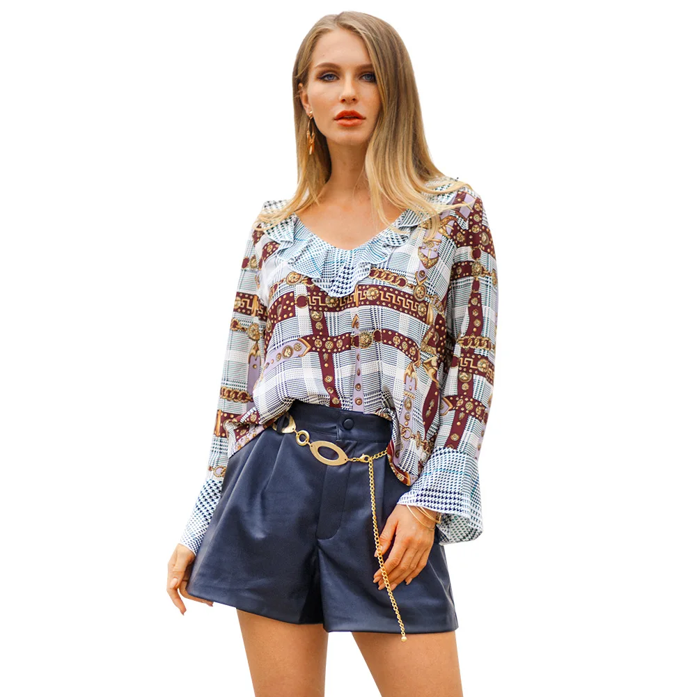 Women 2019 Short Sleeve O Neck Chiffon Summer Blouse Shirt