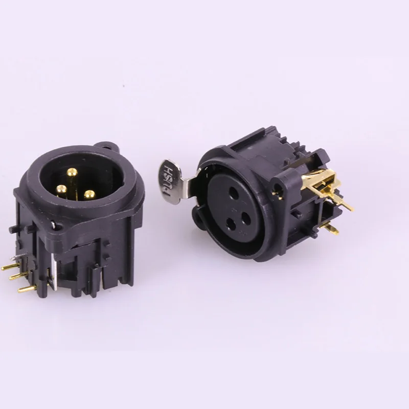 Богатые технология Угловые XLR Разъем Черный Пластик 3pin Мужской/Женский Джек