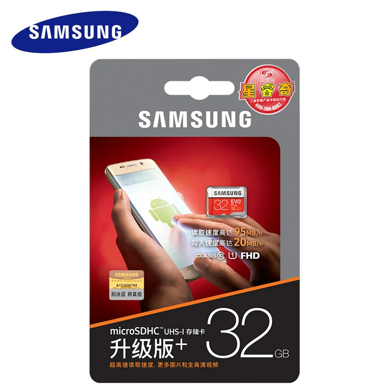 Дешевый Оригинальный SAMSUNG Micro SD карты памяти EVO + плюс 32 ГБ Class10 Водонепроницаемый TF флеш память SD карты C10 SDHC UHS 1 для мобильного телефона