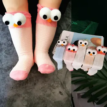 

2019 Cute Child Novelty Big Eyes Summer Baby Socks Cotton Soft Half Girls Boys Sock Infant Toddler Lovely Knee Socks Kids Sokken