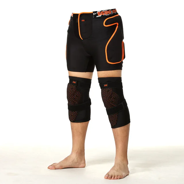 GSOU зимние уличные Мужские Женские горнолыжные штаны для катания на лыжах до колена+ бедра, комплект из 2 предметов, водонепроницаемые противоупадные эластичные лыжные защитные принадлежности - Цвет: 1