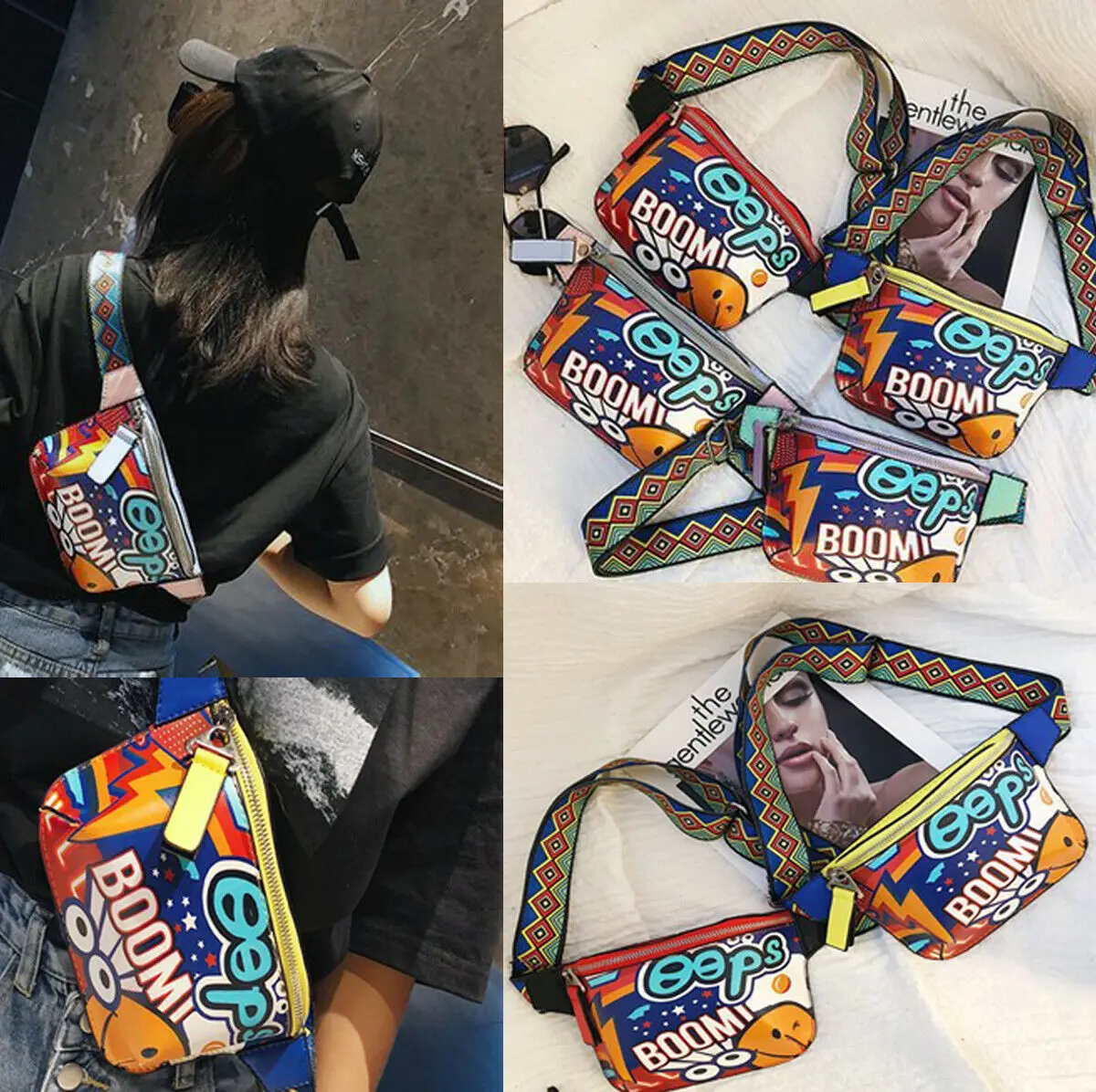 

Unisex PU Leather Waist Bag Phone Chain Crossbody Bag Small Belt Floral Packs 2019 Fashion