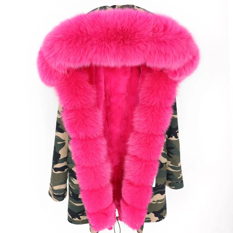 MAOMAOKONG2019 новое зимнее пальто с воротником из натурального Лисьего меха женская куртка с подкладкой из натурального меха кролика Женская одежда - Цвет: 27