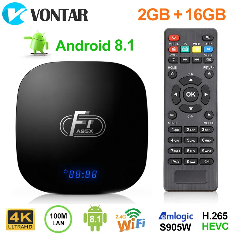 Smart Android 8 1 ТВ приставка Amlogic S905W четырехъядерный 2 Гб 16 H.265 4K 30tps 4 ГГц WiFi медиаплеер