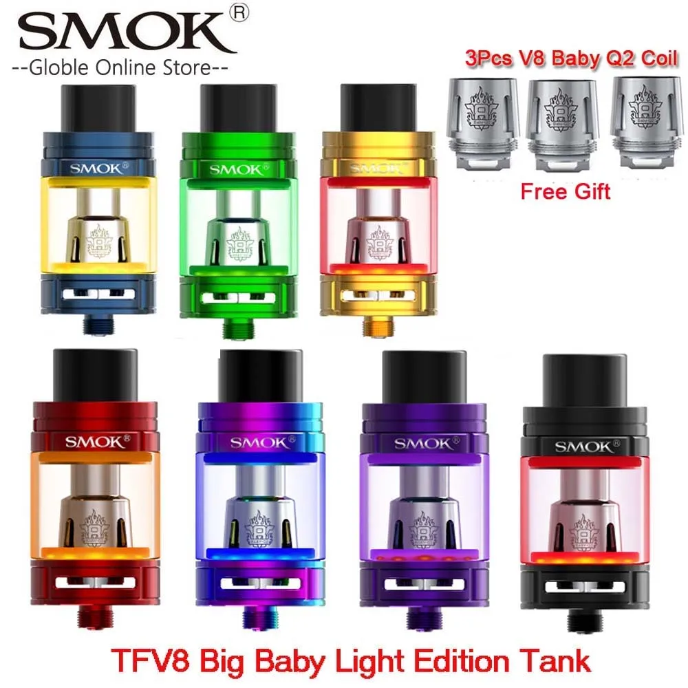 

SMOK TFV8 Big Baby Light Edition Atomizer 5ml V8 Big Baby Tank with Baby Q2 Coil Elektronik Sigara Atomizer For Vape SMOK Alien