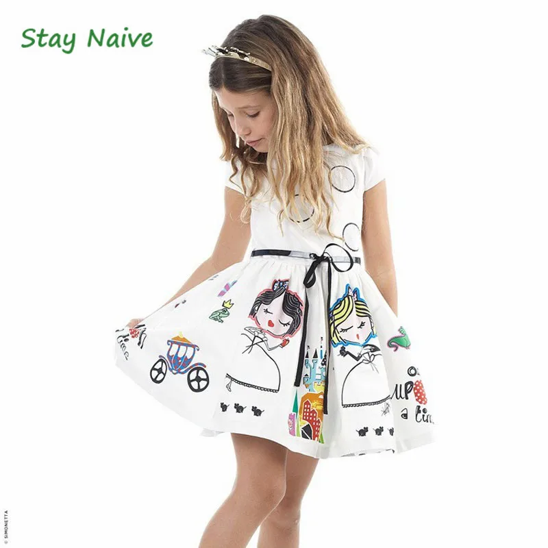 

Syay Naive girl dress 2018 spring and summer new girl clothes fairy belt design girl children's clothing