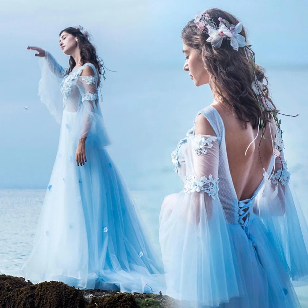 beautiful blue wedding dresses