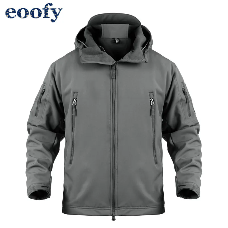 5XL военный Камуфляжный жакет для мужчин, уличное пальто, военная тактическая куртка, зимняя водонепроницаемая мягкая оболочка, ветровка, охотничья одежда - Цвет: Серый