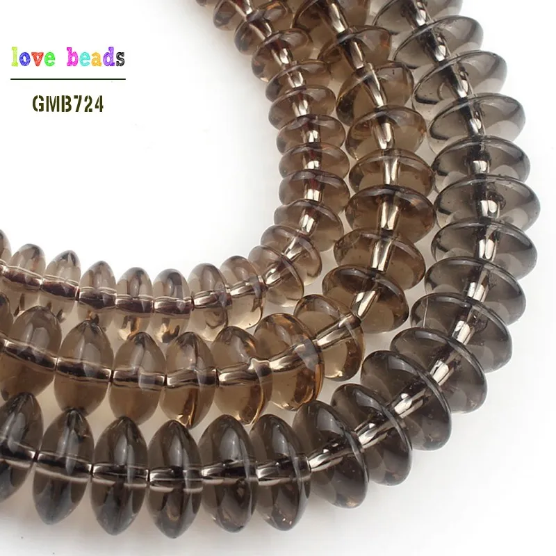 6/8/10mm Smoky Quartzs Rondelle Spacer Beads for Jewelry Making DIY Beaded Bracelet Strand 15'' Glass Beads