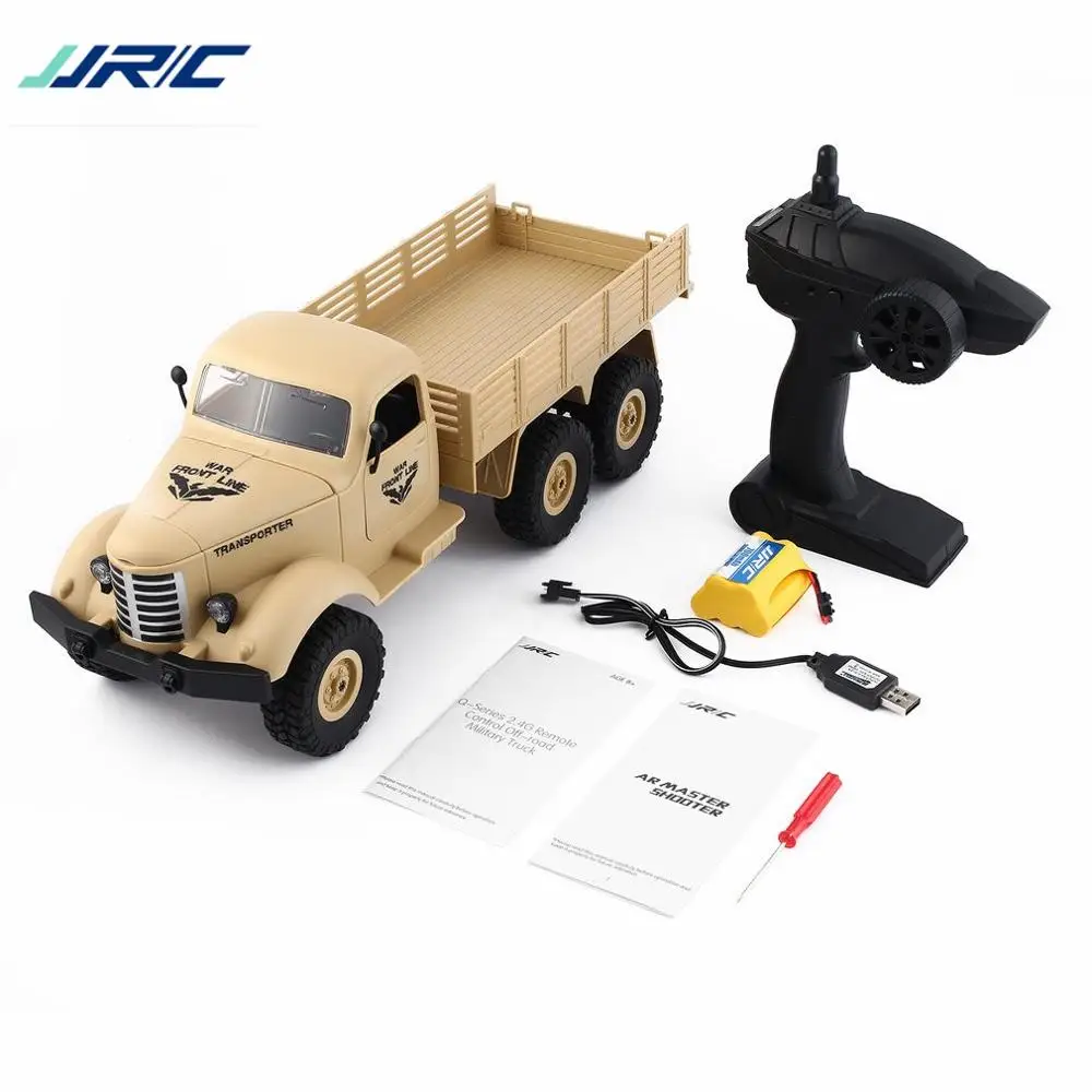 JJR/C Q60 1/16 2,4G 6WD RC внедорожный военный грузовик Транспортер С дистанционным управлением для детей мальчиков RC модель грузовика игрушка в подарок - Цвет: Цвет: желтый