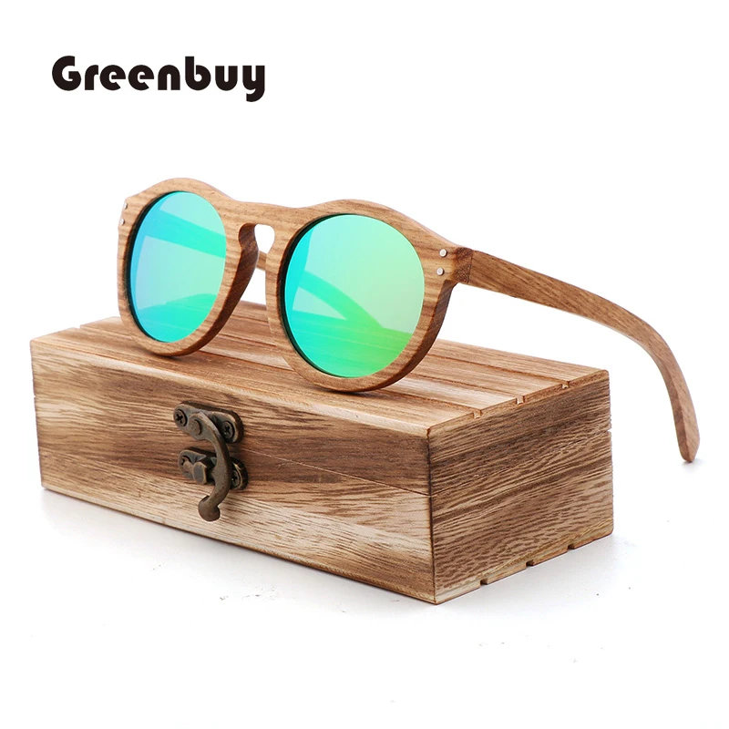 

brown zebra wood round sunglasses polarized fashion sunglasses women wood bamboo UV400 Retro sunglasses