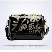 Patent leather shinning sequined flower women handbag cross body cover shoulder bags with zipper pocket