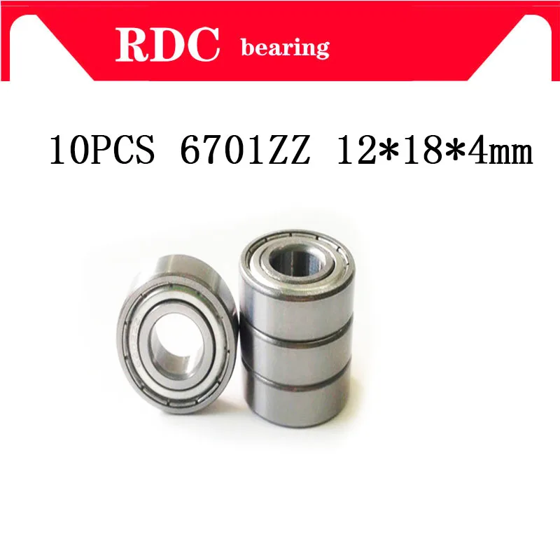 

Free Shipping 10pcs ABEC-5 6701ZZ High quality 6701z 6701 ZZ 12x18x4 mm metal seal Thin Wall Section Deep Groove Ball Bearings