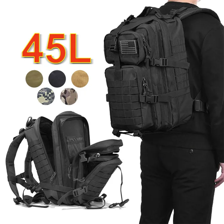 Большой 45L нейлоновый водонепроницаемый армейский штурмовой 3P рюкзак для альпинизма, пешего туризма, Военная Тактическая Сумка, спортивный рюкзак