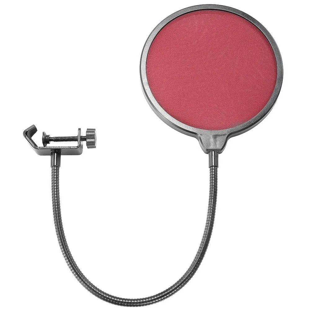 

Neewer NW(B-3) 6 inches Studio Microphone Round Shape Wind Pop Filter Mask Shield with Stand Clip Black Dual Layer Fabric Mesh