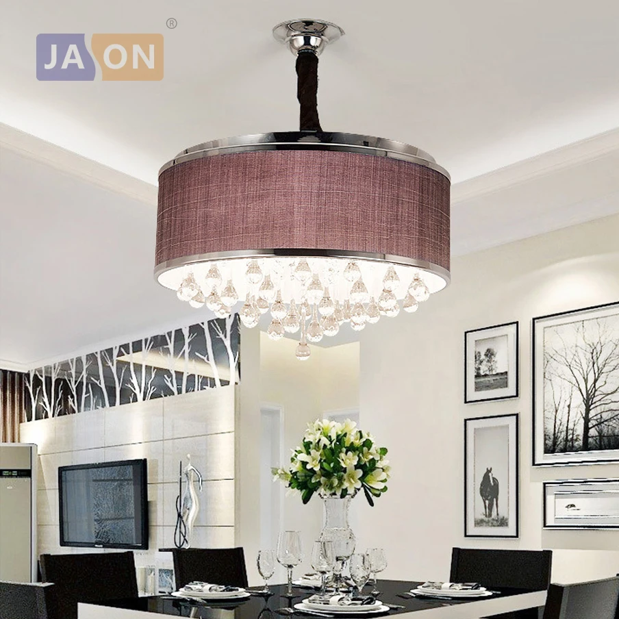 

led e14 Modern Iron Crystal Fabric Round LED Lamp LED Light.Pendant Lights.Pendant Lamp.Pendant light For Dinning Room Bedroom