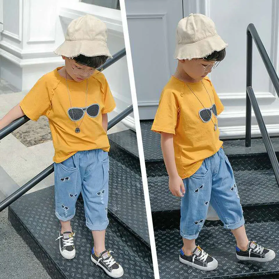 Novelty Style 2019 Kids Clothes Summer Cotton Boys Sets T Shirt + Shorts 2 Pcs/SET Toddler 3 Colors 4 5 6 7 8 9 10 | Детская одежда и
