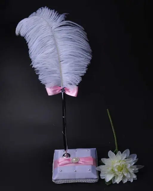 Hen Night Party Decoration Reception Signature Guest Wedding Pen Set Hen Night Party Decoration Reception Signature Guest Wedding Pen Set With Holder White Feather Signing Pens