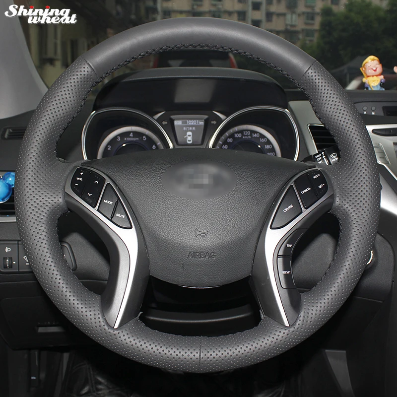Shining wheat Hand-stitched Artificial leather Car Steering Wheel Cover for Hyundai Elantra 2011-2014 Avante I30 | Автомобили и