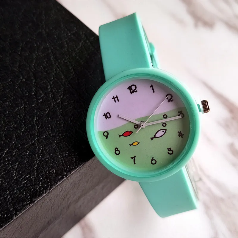 2019New arrival Cute Fish Silicone Watch Women Ladies Fashion Casual Dress Quartz WristWatch Relogio Feminino 4