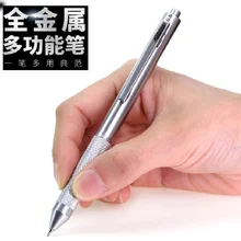 Металлическая многофункциональная 3 цветная шариковая ручка с карандашом, комбинированная ручка, Офисная Студенческая ручка, бизнес креативная ручка, 1 шт./лот