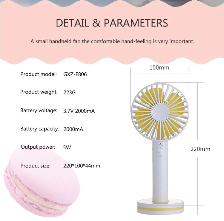 Портативный вентилятор Marcarons портативный мини USB фен 3 скорости кондиционер перезаряжаемый Настольный вентилятор Macaron для дома офиса улицы