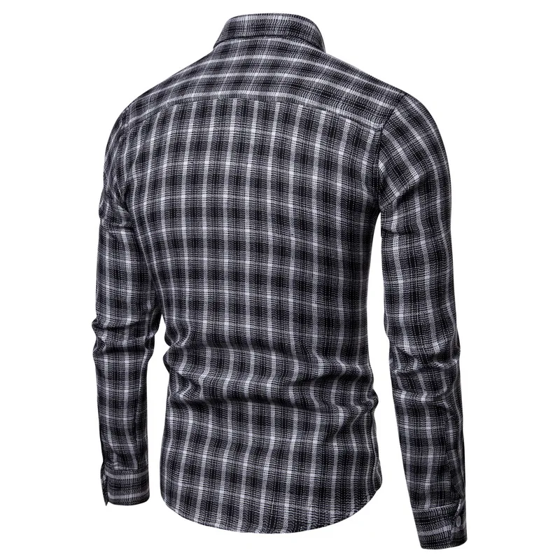 Drop Shipping Men Plaid Shirt Long Sleeve Flannel Shirts 2019 Fashion Casual Checkered Man Clothes Cotton Chemise Homme Red