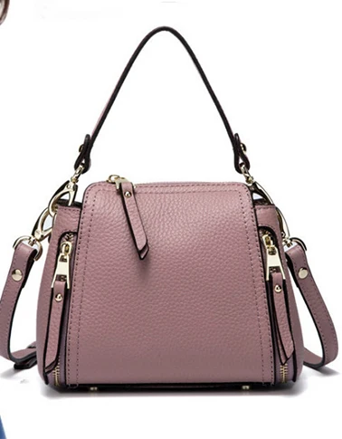 Модная сумка-мешок Mansur Женская Кожаная Мини сумка на плечо garviel женская сумка из натуральной кожи сумки с ремнем через плечо Женская Ручная сумка-мессенджер - Цвет: Розовый