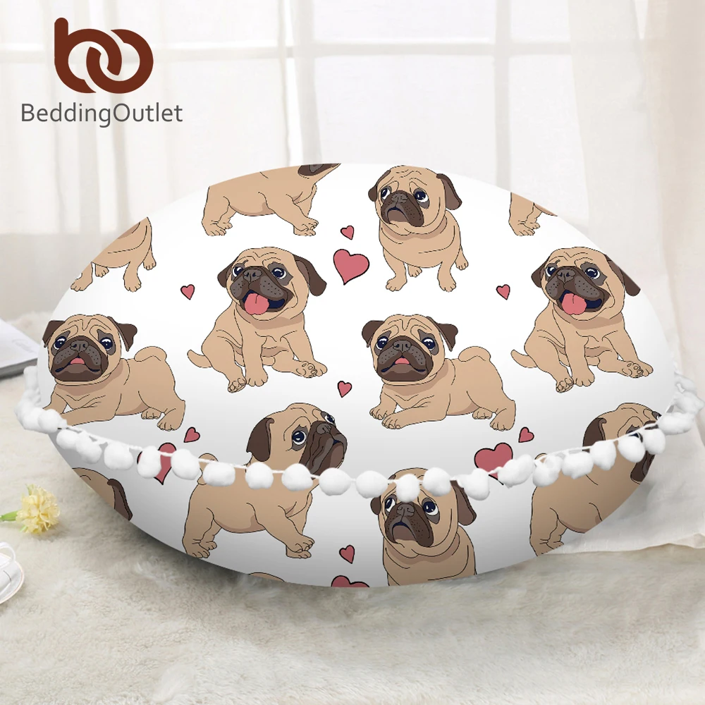 BeddingOutlet наволочка с круглым полом в стиле хиппи мопса мультяшными животными
