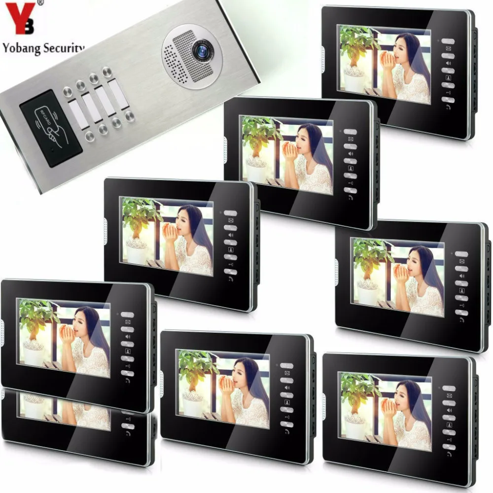 Yobang Security 8 Units Apartment Video Intercom 7 Inch Color LCD Video Door Phone Doorbell Intercom IR Camera Monitor System Yobang Security 8 Units Apartment Video Intercom 7 Inch Color LCD Video Door Phone Doorbell Intercom IR Camera Monitor System
