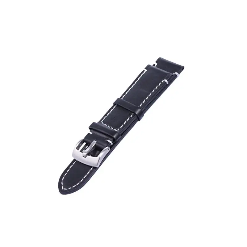

Genuine Leather Band Length Long 12.5cm Men Stainless Steel Buckle Watch Strap 18 20 22mm