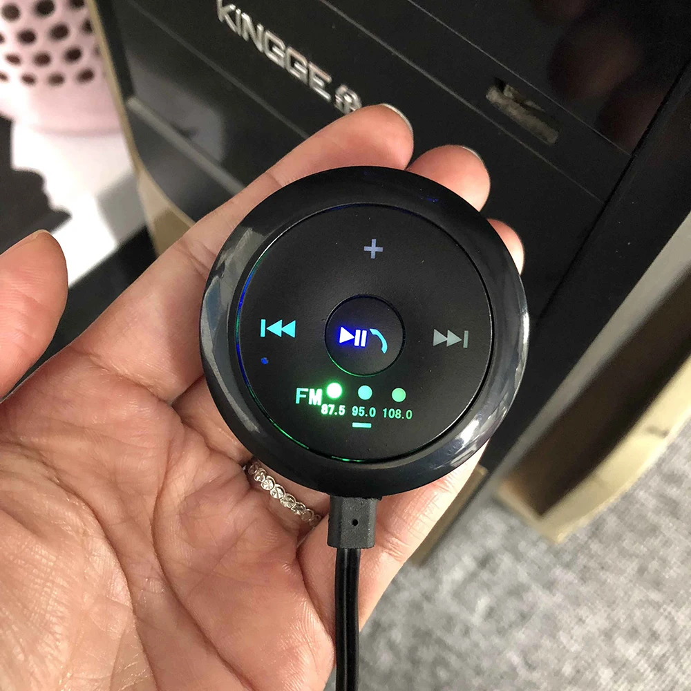 JINSERTA Car Bluetooth FM Transmitter AUX Automobile Hands-free Audio Receiver Car Kit A2DP Music Player