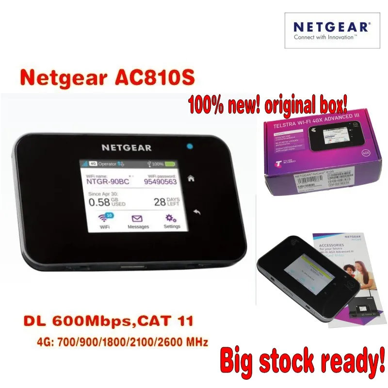 Лот 100 шт. разблокирована NETGEAR AirCard ac810s 4 г LTE cat11 Wi-Fi мобильной точки доступа маршрутизатора плюс антенна, DHL доставки