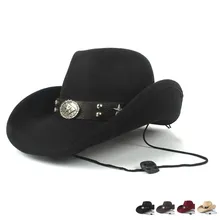 Для мужчин Для женщин шерстяная ковбойская шляпа Западной Кепка Панама Sunhat мягкая фетровая шляпа с широкими полями шляпа