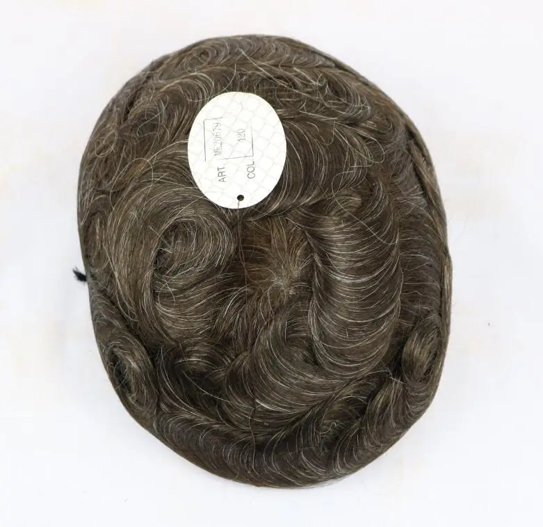 Парик швейцврское кружево для Для мужчин естественная волна настоящие человеческие волосы Remy человеческих волос Выбеленные узлы заменить Для мужчин t парики - Парик Цвет: 420 #