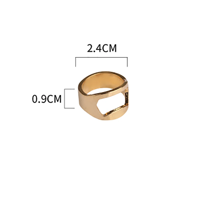 Креативные открывалки для пива из нержавеющей стали, кольцо в форме кольца, открывалка для пивных бутылок, универсальные кухонные барные инструменты диаметром 22 мм - Цвет: Gold