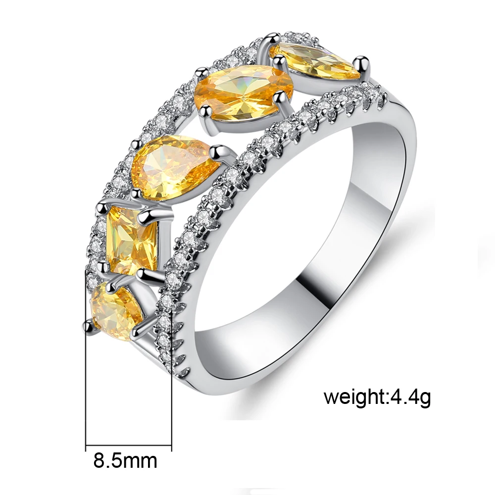 

Quality Gold CZ Crystal Wedding Ring For Women Rose Gold Color Crystals Rings