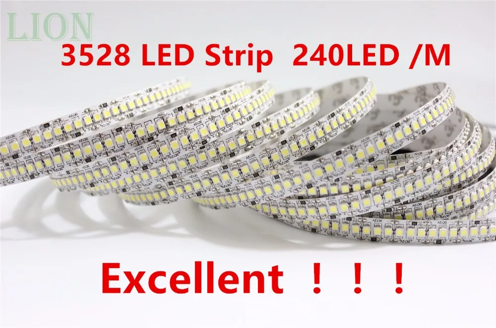 

1 / 2 /3 / 4 /5M 12V IP20 Non waterproof 3528 LED Strip 240 led Flexible light 5M/Reel showcase led more bright LED strip white