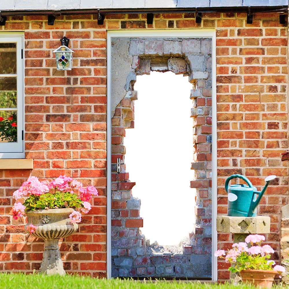 

Creative DIY 3D Door Stickers Brick Wall Pattern for Room Door Wall Decoration Home Decor Accessories Large Wall Sticker